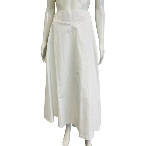 Mignon Doo Dresses & Skirts - MIGNON DOO White 100% Cotton Steampunk Midi A-Line Skirt Size M